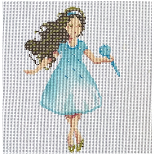 Girl in a Blue Dress Painted Canvas A Stitch in Time - 1