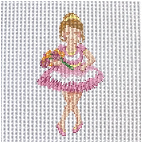 Girl with Flowers Painted Canvas A Stitch in Time - 1