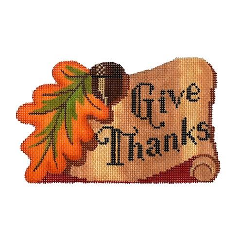Give Thanks Small Painted Canvas Labors of Love Needlepoint - 1