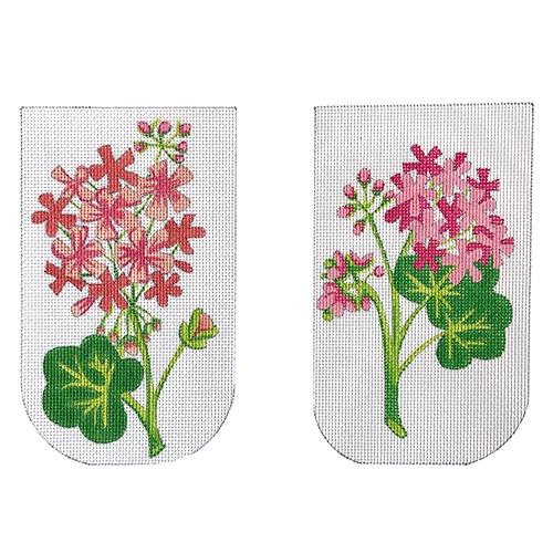 Glasses Case Geraniums Pink Painted Canvas Kate Dickerson Needlepoint Collections - 1