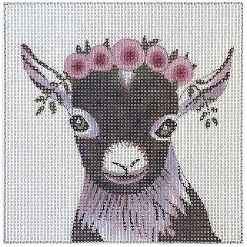 Goat with Floral Crown Painted Canvas Colors of Praise - 1