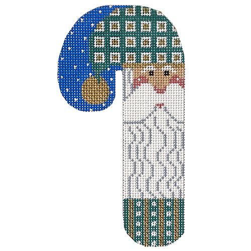 Gold Check Santa Candy Cane Painted Canvas Danji Designs - 1