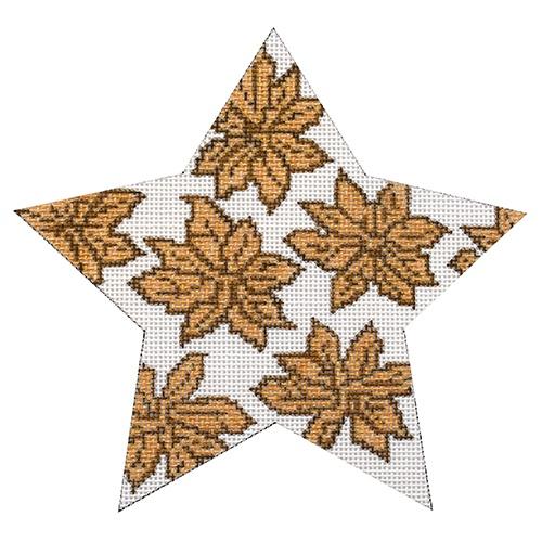 Gold Poinsettia Star Painted Canvas Whimsy & Grace - 1