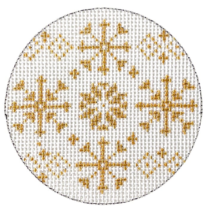 Gold Snowflakes Small Painted Canvas CBK Needlepoint Collections - 1