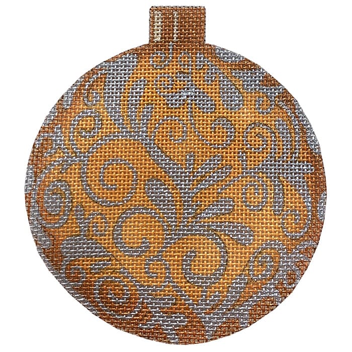Gold with Silver Scroll Painted Canvas All About Stitching/The Collection Design - 1