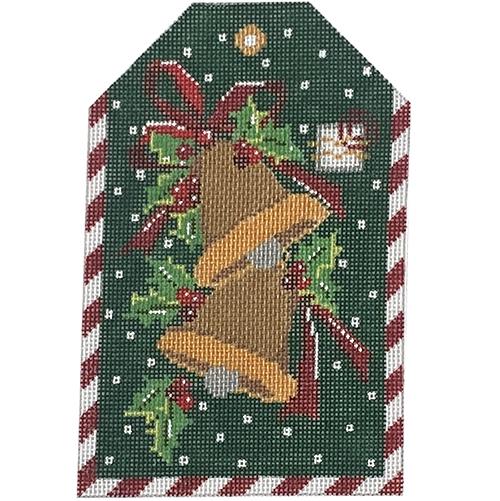 Golden Bells & Holly Tag Painted Canvas The Meredith Collection - 1