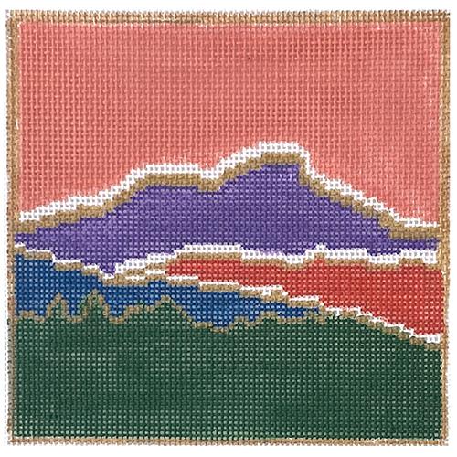 Golden Hour Mountain on 13 mesh Painted Canvas Alice & Blue - 1