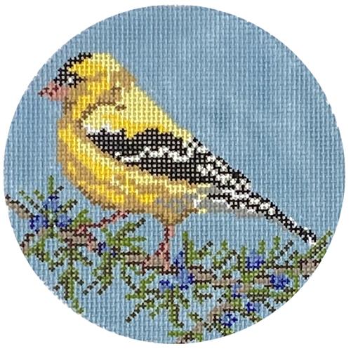 Goldfinch Round on 18 Painted Canvas Needle Crossings - 1
