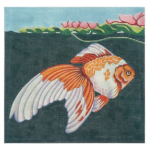 Goldfish Pond Square Painted Canvas Chris Lewis Distributing