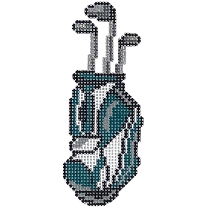 Golf Bag Aqua & White Painted Canvas Morgan Julia Designs - 1