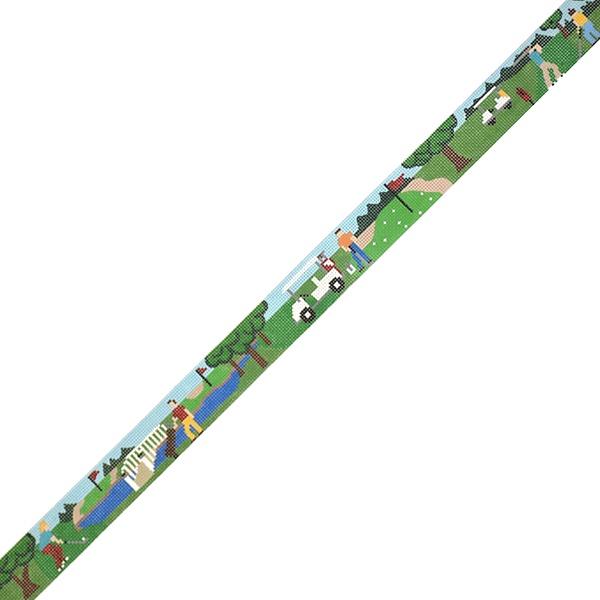 Golf Scene Belt Painted Canvas The Meredith Collection - 1