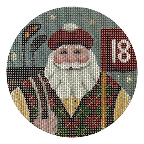 Golfing Santa Painted Canvas Rebecca Wood Designs - 1