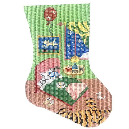 Goodnight Moon Mini Stocking Painted Canvas Silver Needle - 1