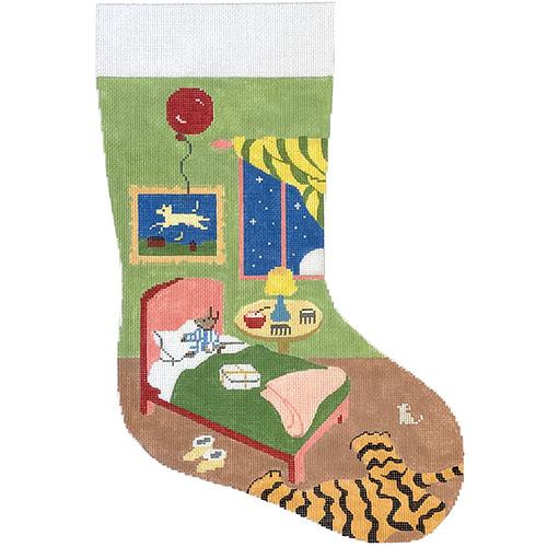Goodnight Moon Stocking Painted Canvas Silver Needle - 1