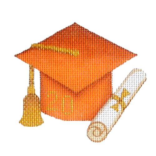 Graduation Cap Burnt Orange with Year Painted Canvas Burnett & Bradley - 1