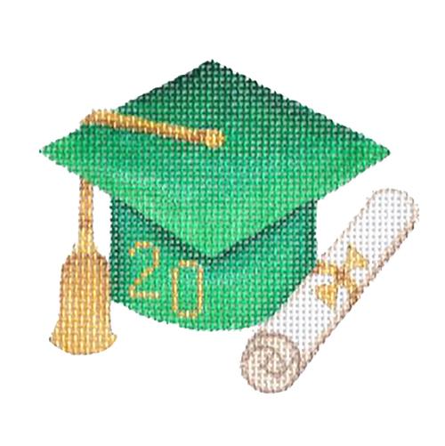 Graduation Cap Green with Year Painted Canvas Burnett & Bradley - 1