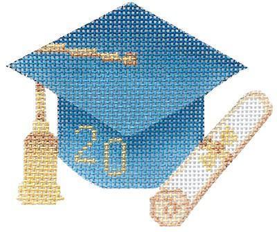 Graduation Cap Light Blue with Year Painted Canvas Burnett & Bradley - 1