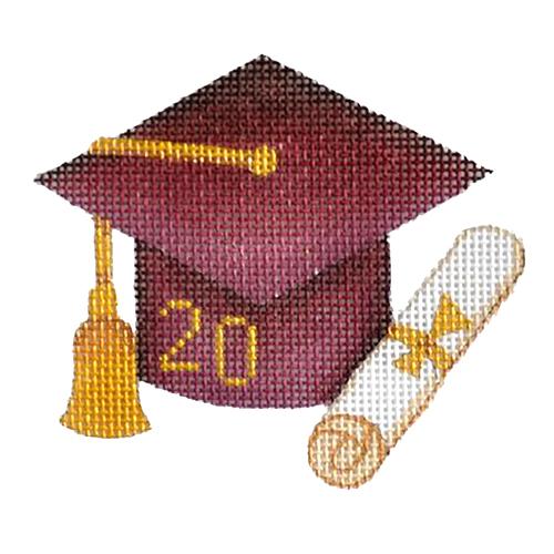 Graduation Cap Maroon with Year Painted Canvas Burnett & Bradley - 1
