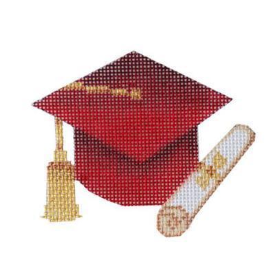 Graduation Cap Red without Year Painted Canvas Burnett & Bradley - 1