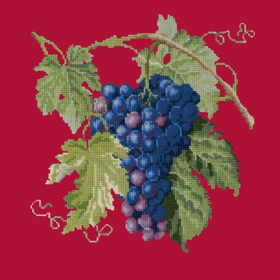 Grapes Needlepoint Kit Kits Elizabeth Bradley Design Bright Red - 14