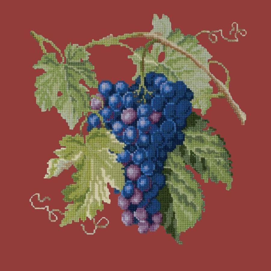 Grapes Needlepoint Kit Kits Elizabeth Bradley Design Dark Red - 15