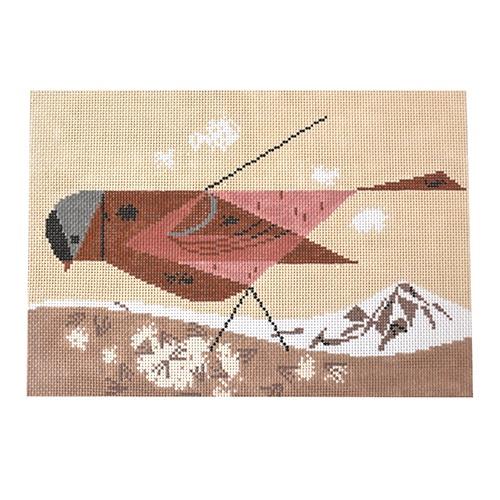 Gray Crowned Rosy Finch Painted Canvas Charley Harper - 1