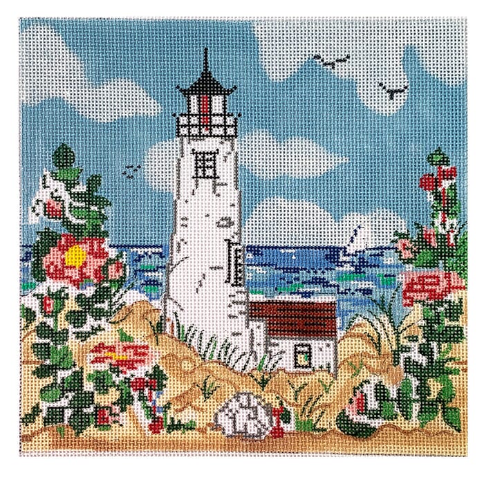 Great Point Lights Scene Painted Canvas Cooper Oaks Design - 1
