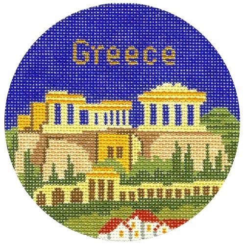 Greece Ornament Painted Canvas Silver Needle - 1