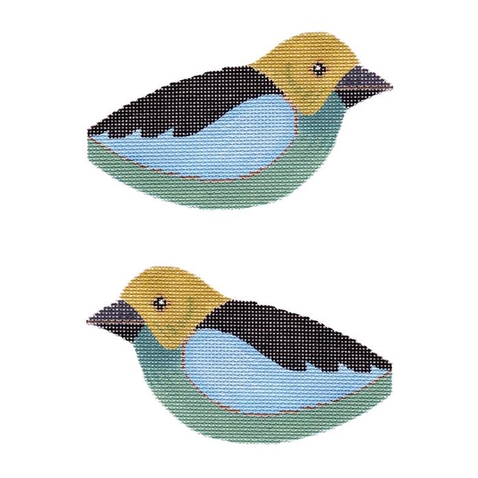 Green and Blue Bird Painted Canvas Labors of Love Needlepoint - 1