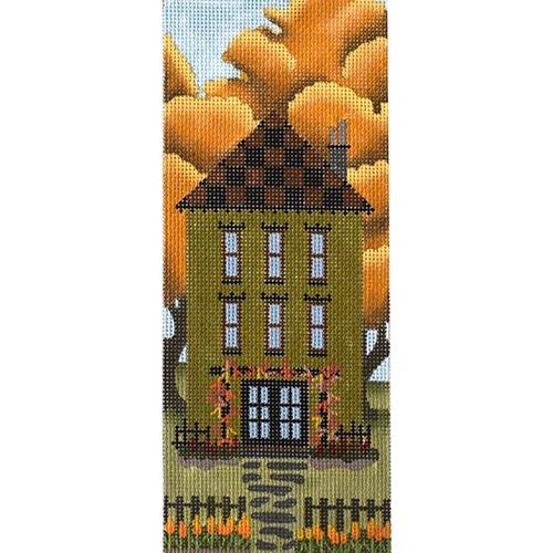 Green Autumn House Painted Canvas Melissa Shirley Designs