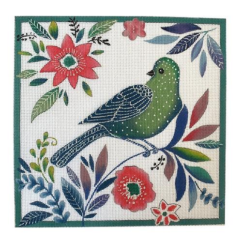 Green Bird Painted Canvas Love You More