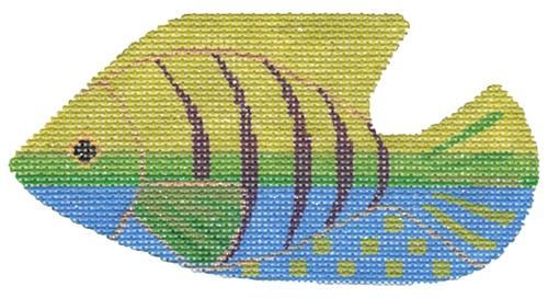 Green-Blue and Purple Fish Painted Canvas Labors of Love Needlepoint