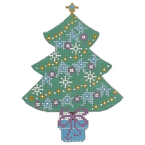 Green & Blue Tree Painted Canvas Danji Designs - 1