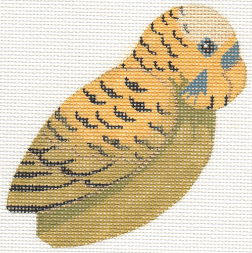 Green Budgie Painted Canvas Labors of Love Needlepoint - 1