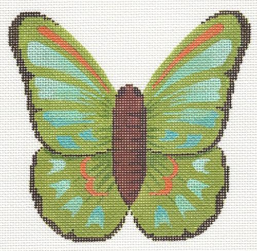 Green Butterfly Painted Canvas Labors of Love Needlepoint - 1