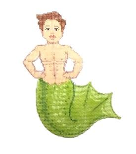 Green Merman Painted Canvas Labors of Love Needlepoint