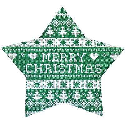 Green Nordic Star Merry Christmas Painted Canvas Kirk & Bradley - 1