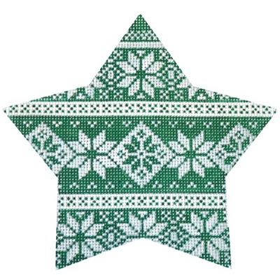 Green Nordic Star Stripe Painted Canvas Kirk & Bradley - 1