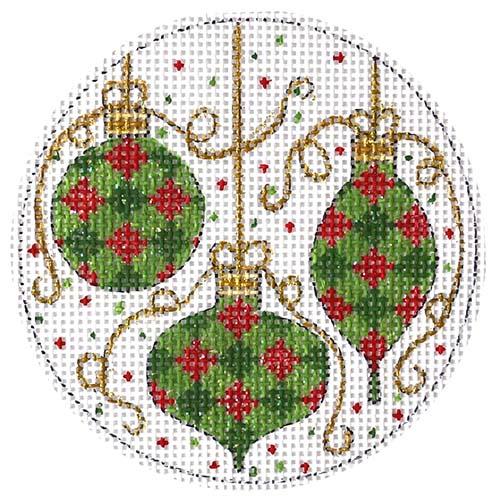 Green Ornaments Painted Canvas Alice Peterson Company
