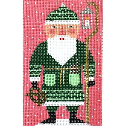 Green Santa Painted Canvas Birds of a Feather - 1
