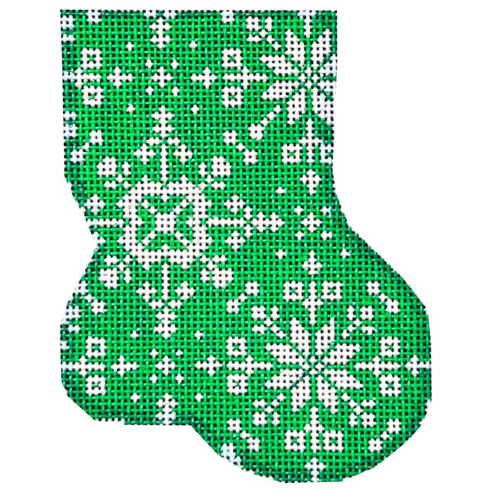 Green Snowflake Mini Sock Painted Canvas Associated Talents - 1