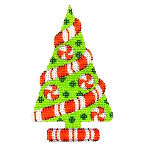 Green Tree with Peppermint Twist Painted Canvas Burnett & Bradley - 1