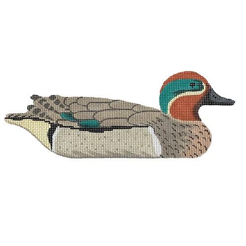Green Winged Teal Decoy Painted Canvas Kate Dickerson Needlepoint Collections - 1