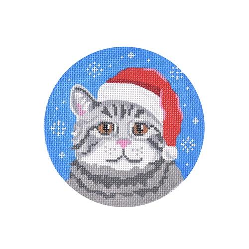 Grey Tabby Santa Painted Canvas Pepperberry Designs - 1