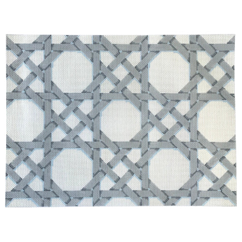 Grey & White Caning Pattern Painted Canvas Associated Talents - 1