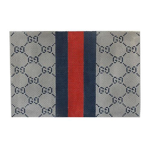 G's Blue / Gray with Stripe Painted Canvas Kimberly Ann Needlepoint