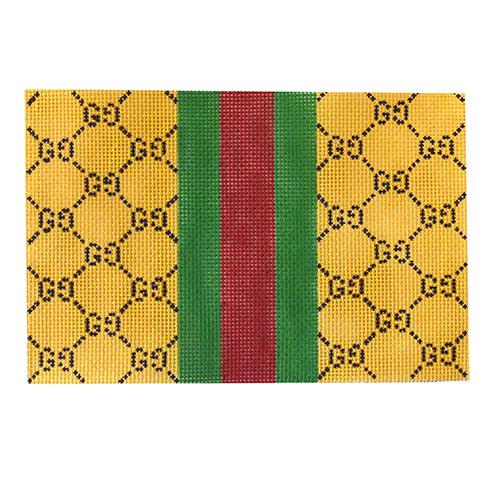 G's Tan / Brown with Stripe Painted Canvas Kimberly Ann Needlepoint