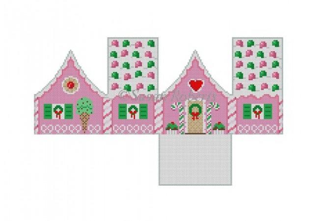 Gum Drops Peppermint Gingerbread House Painted Canvas Susan Roberts Needlepoint Designs Inc. - 1