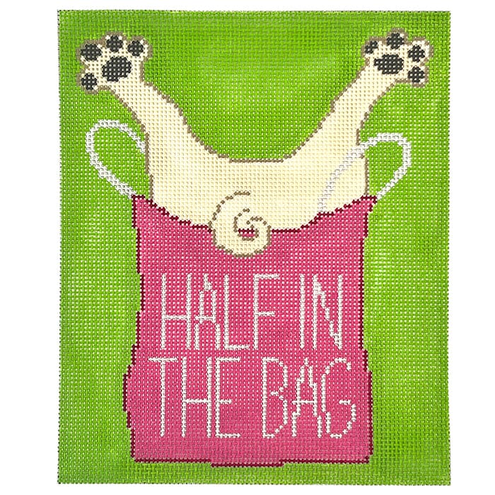 Half in the Bag Dog Sign Painted Canvas CBK Needlepoint Collections