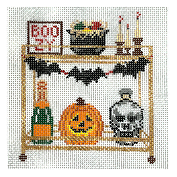 Halloween Bar Cart Painted Canvas Morgan Julia Designs - 1